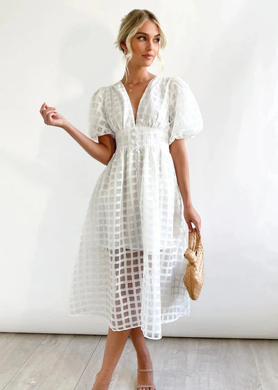 Zera™ Grid Organza Midi Dress