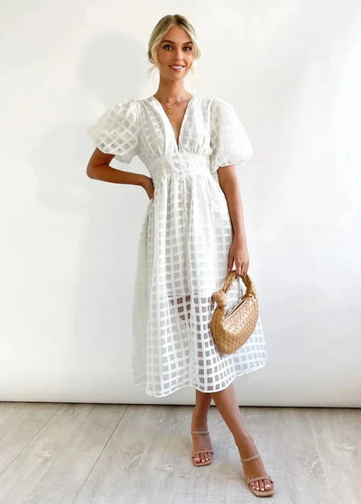 Zera™ Grid Organza Midi Dress