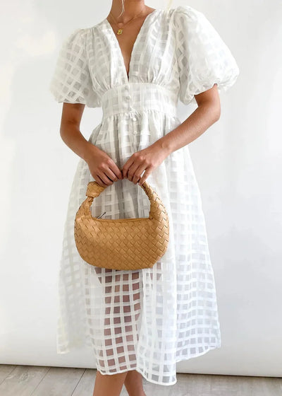 Zera™ Grid Organza Midi Dress