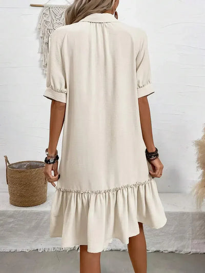 Mila™ Buttoned Ruffle Hem Dress