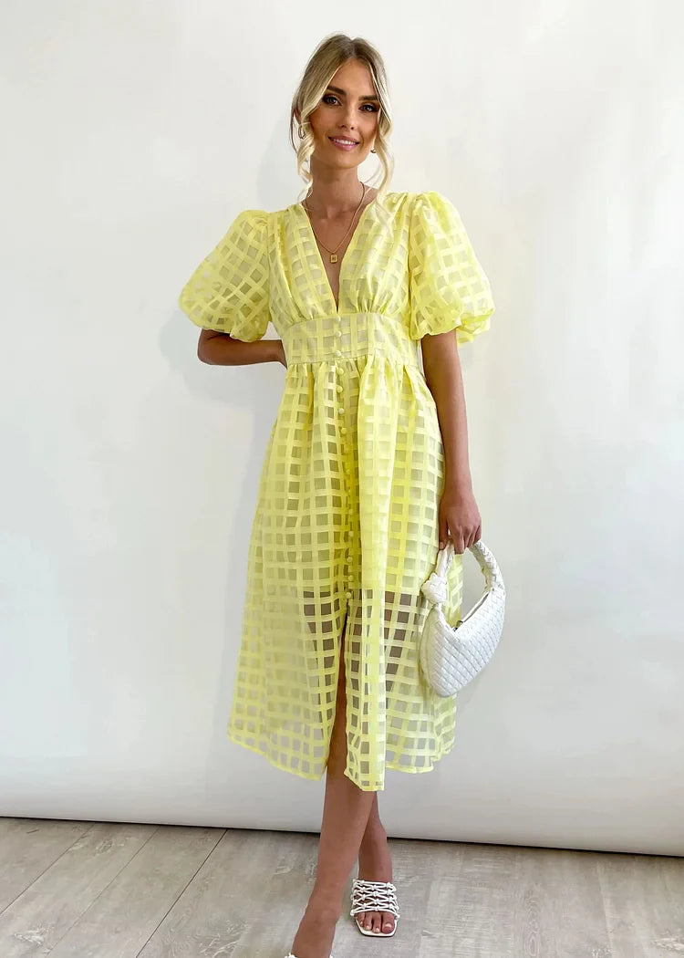 Zera™ Grid Organza Midi Dress