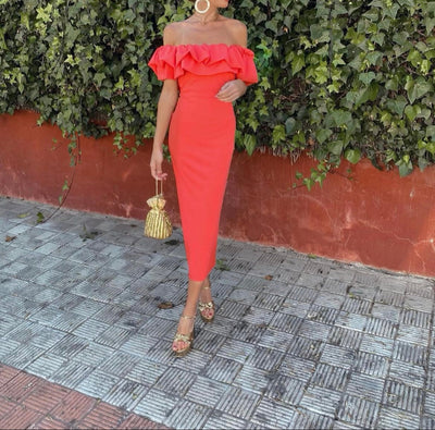 Lorena™ | Off-the-Shoulder Ruffled Bodycon Dress