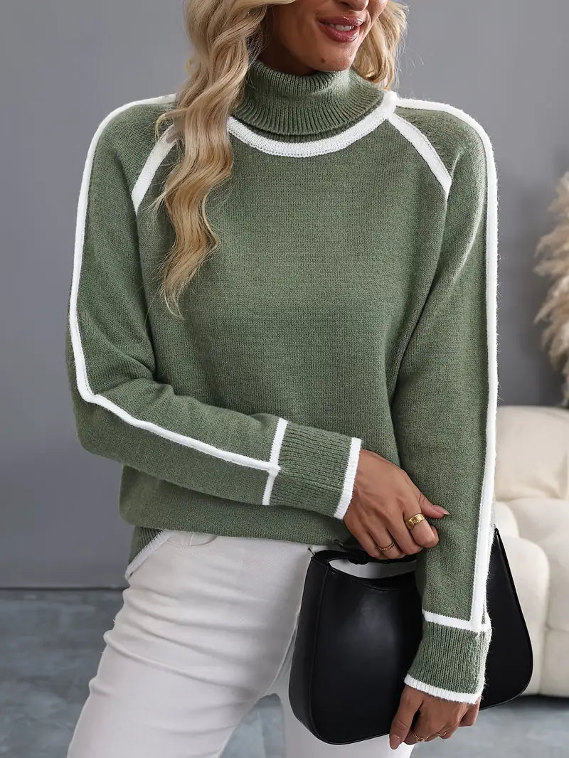 Contrasting Turtle Neck Sweater