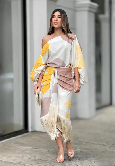 Talia™ | Satin Dress with Puff Sleeves