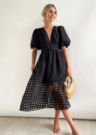 Zera™ Grid Organza Midi Dress