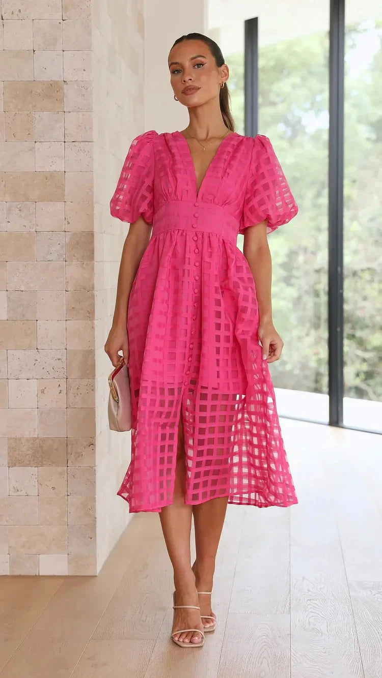 Zera™ Grid Organza Midi Dress