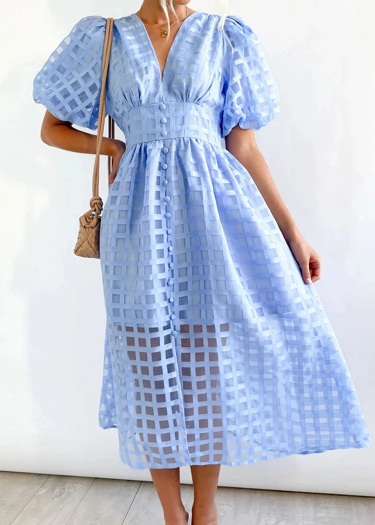 Zera™ Grid Organza Midi Dress