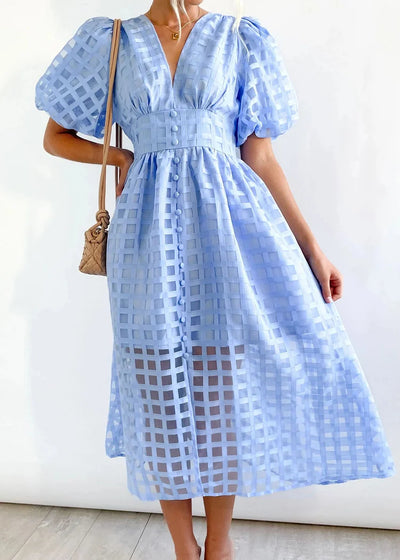 Zera™ Grid Organza Midi Dress
