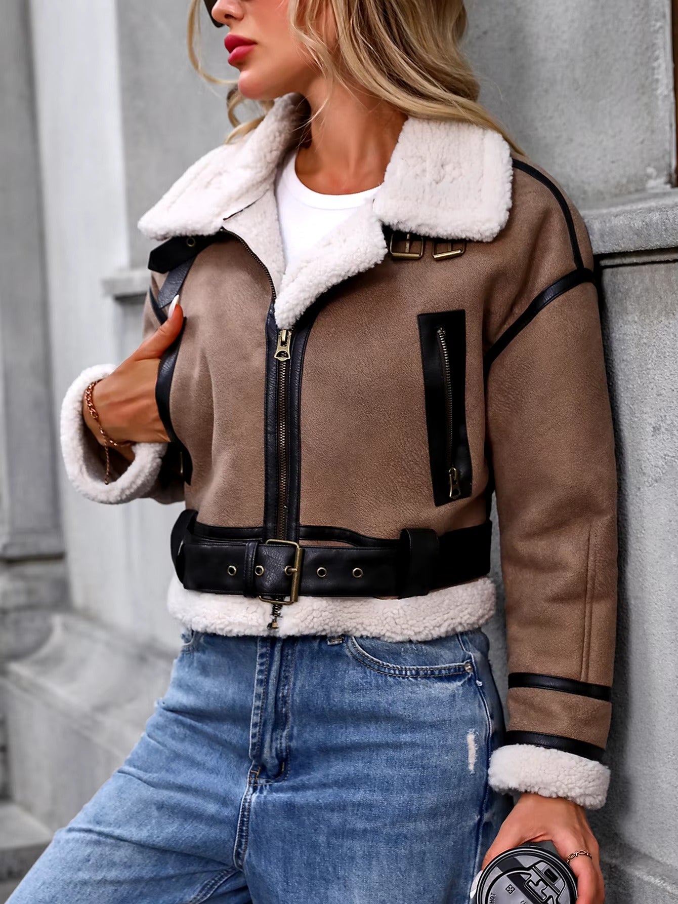 Cropped Sherpa Coat