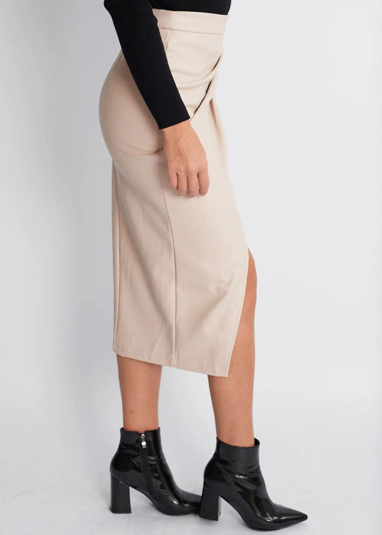 Leather Wrap Midi Skirt