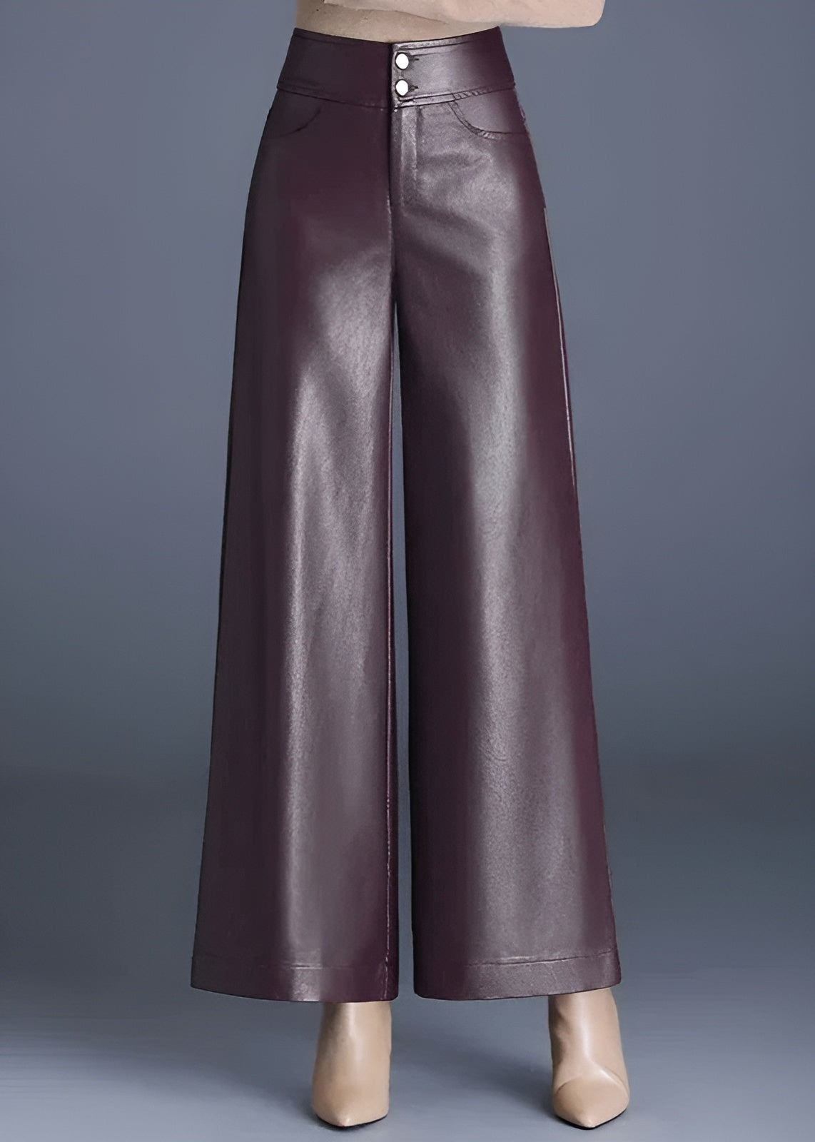 High Rise Flared Leather Pants