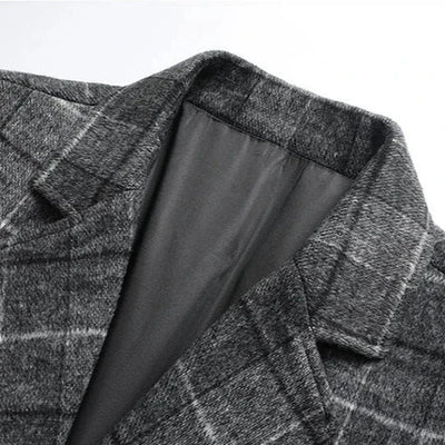 Brushed Wool Plaid Overcoat