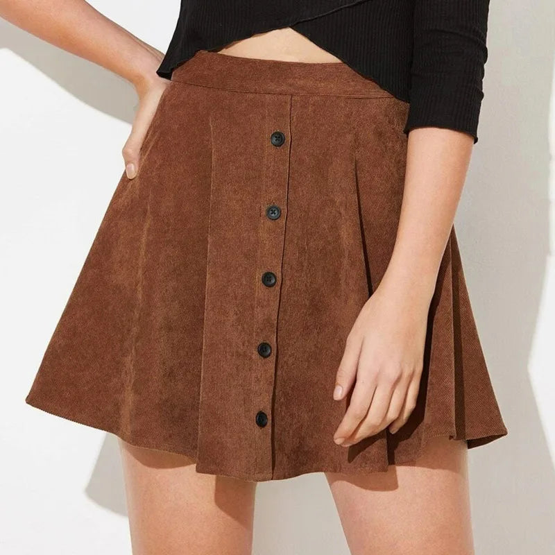 Autumn A-Line Corduroy Skirt