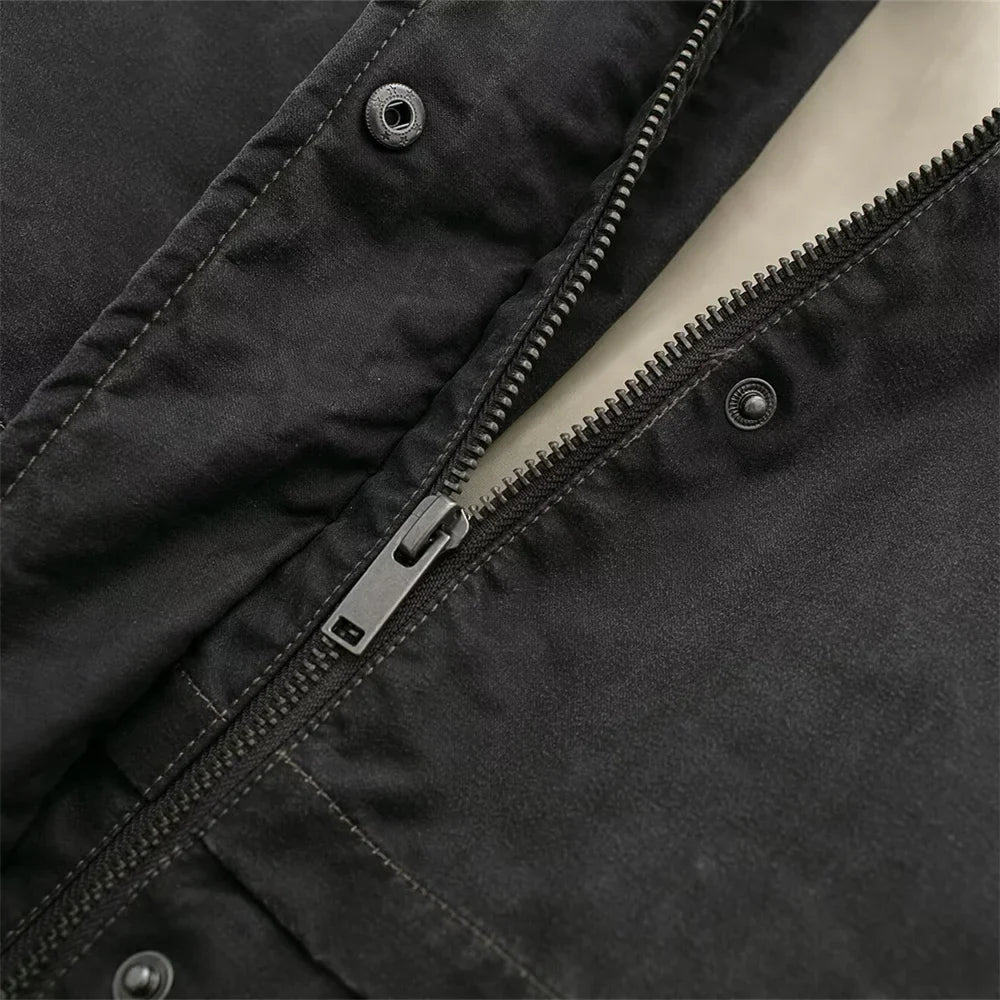 Waxed Canvas Oversized Work Jacket