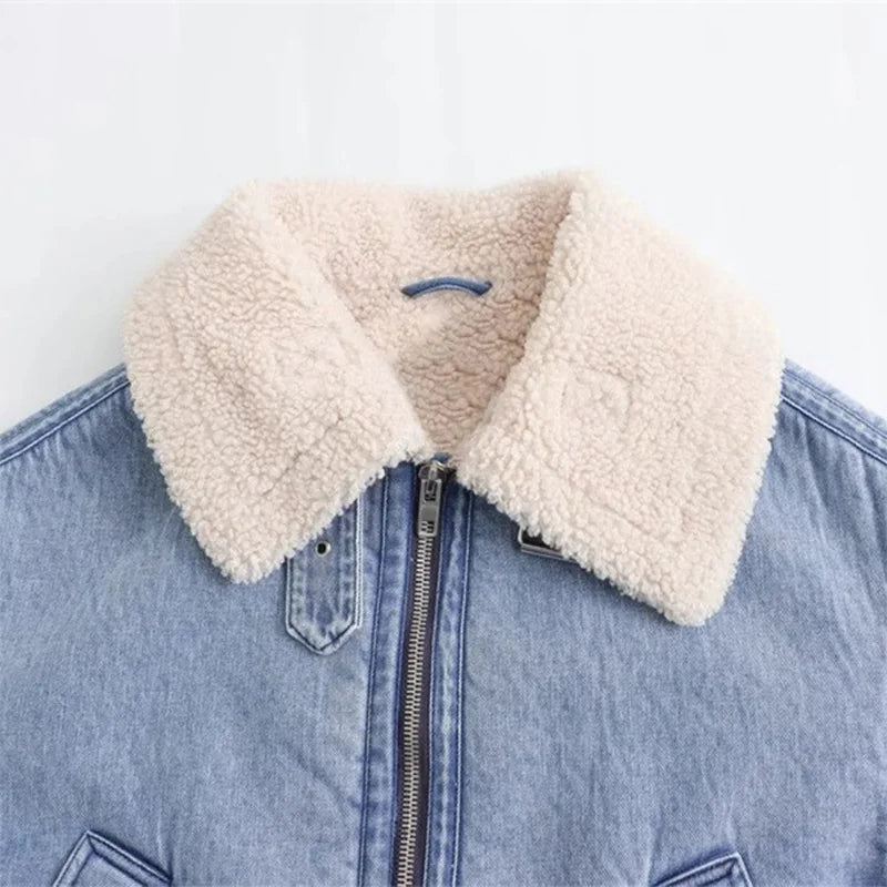 Sherpa Denim Aviator Jacket