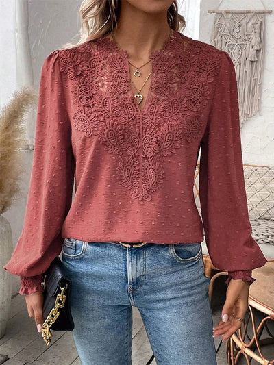 Clara™ Lace Detail V-Neck Blouse