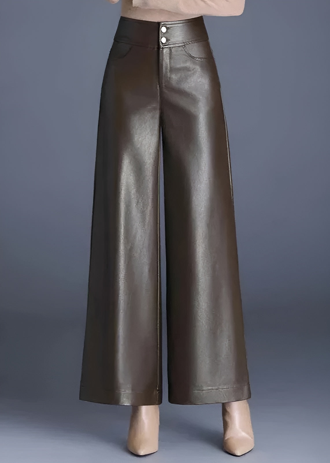 High Rise Flared Leather Pants