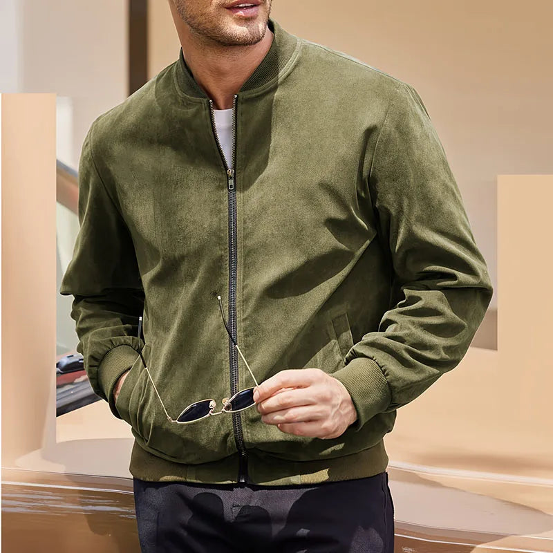 Marc Romano Suede Bomber Jacket