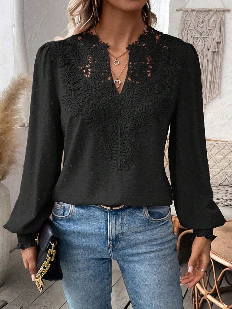 Clara™ Lace Detail V-Neck Blouse