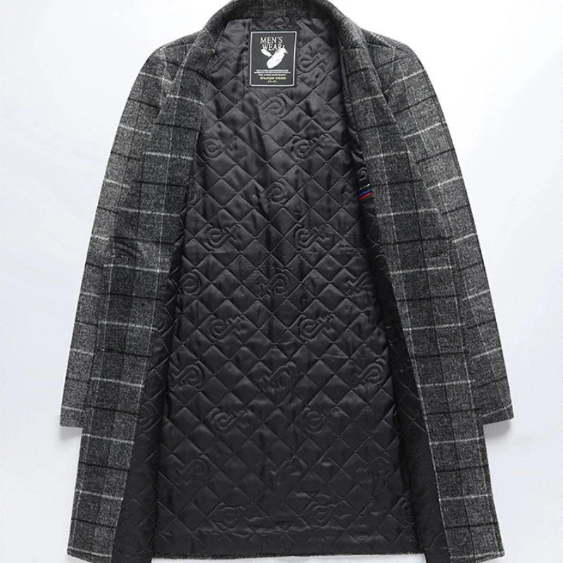 Brushed Wool Plaid Overcoat