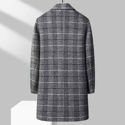 Brushed Wool Plaid Overcoat