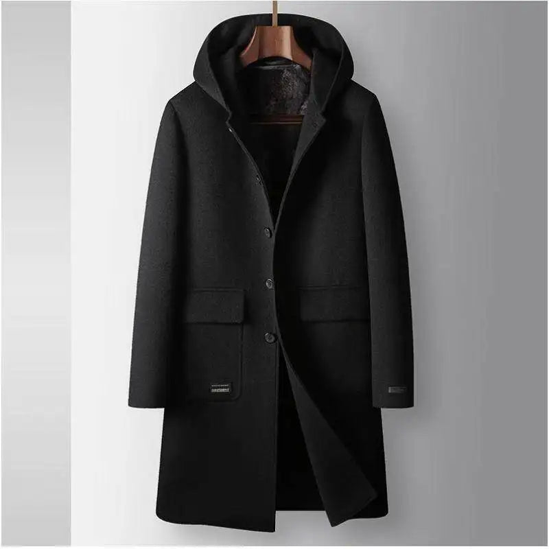 Luciano Hooded Wool Overcoat