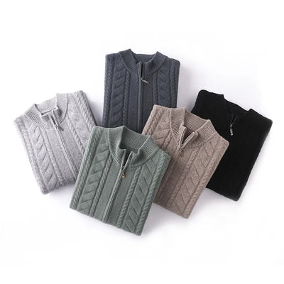 Mock Neck Zippered Chasmere Knit