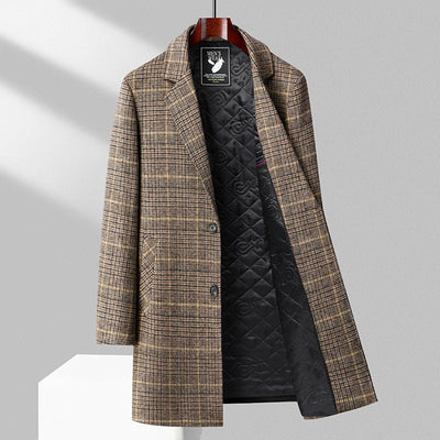 Brushed Wool Plaid Overcoat