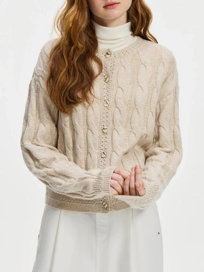 Cable Knit Cardigan Sweater