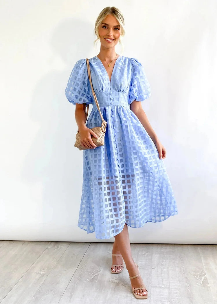 Zera™ Grid Organza Midi Dress