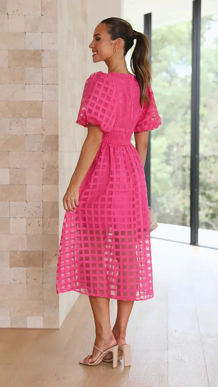 Zera™ Grid Organza Midi Dress