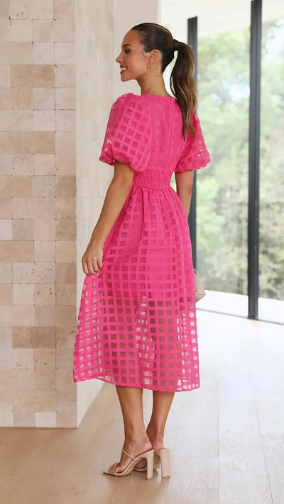 Zera™ Grid Organza Midi Dress