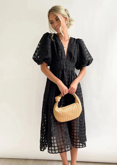 Zera™ Grid Organza Midi Dress