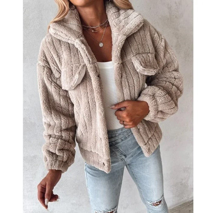 Ribbed Fur Trucker Jacket