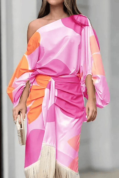 Talia™ | Satin Dress with Puff Sleeves