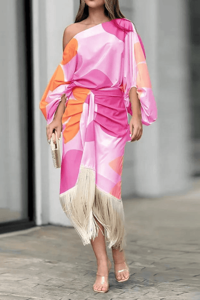Talia™ | Satin Dress with Puff Sleeves